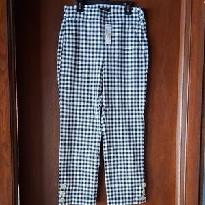 J. Crew Navy and White Gingham Cropped Pants